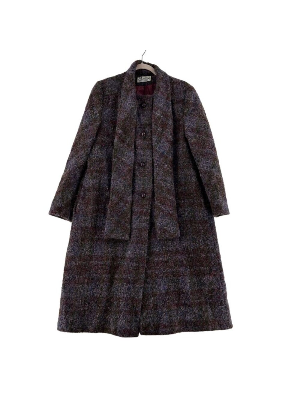 VTG Bromleigh Shaggy Wool Scarf Coat Women’s Sz M Textured Long Jacket USA ILGWU